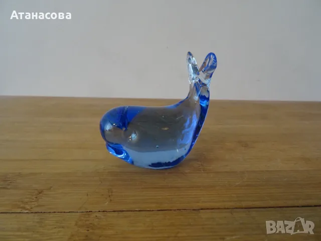 Стъклена фигура Син кит Мурано , снимка 5 - Декорация за дома - 56632040