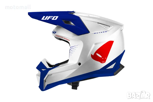 Мотокрос каска UFO RAYSON RED/WHITE, снимка 3 - Аксесоари и консумативи - 56680679