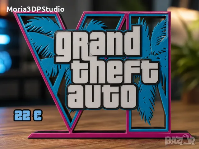 Декорация GTA 6 / Grand Theft Auto 6 - геймърски аксесоар за бюро - Playstation 5