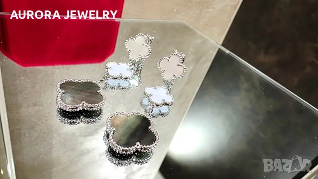 Van Cleef & Arpels VCA Silver Mother of Pearl 3 Motifs Magic Alhambra Clips Дамски Обеци