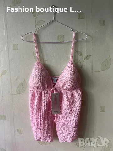 Нов с етикет розов потник с подплънки и регулиращи се презрамки 🌸