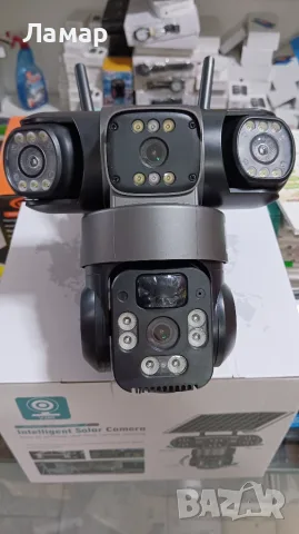 Тройна Соларна безжична водоустойчива камера WIFI 12MP въртяща осветяване