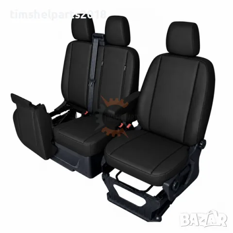 Комплект тапицерия 2+1 за Ford Transit Custom (2013–2023) – Еко кожа, черен цвят, 8 части