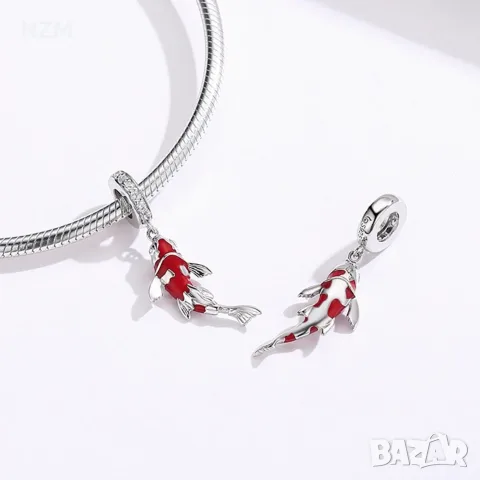 koi fish сребърна висулка 925 , снимка 2 - Колиета, медальони, синджири - 56656030