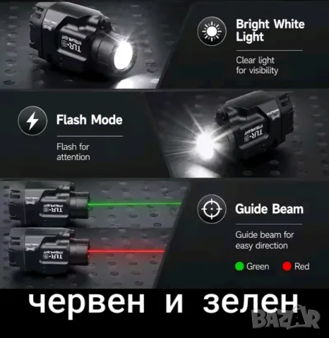 лазерен прицел *Red Dot*, с фенер, оптика , снимка 12 - Оборудване и аксесоари за оръжия - 23320779