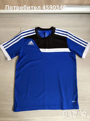 Детска спортна тениска adidas Climacool (синя/черна) - 9-10 години / 140 см

