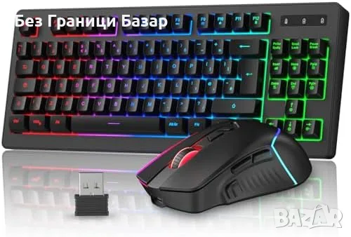 Нов комплект Безжична RGB клавиатура и мишка за компютър Mac Xbox PS4 PS5 UK Layout