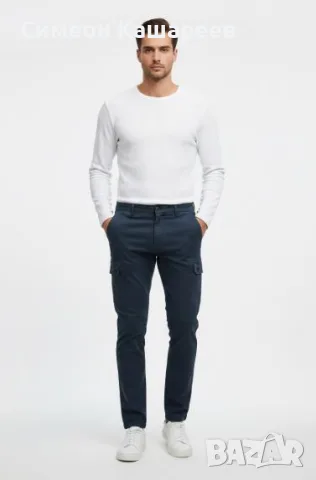 Мъжки карго дънки Replay Jaan Hyperflex Slim Fit, Тъмносини