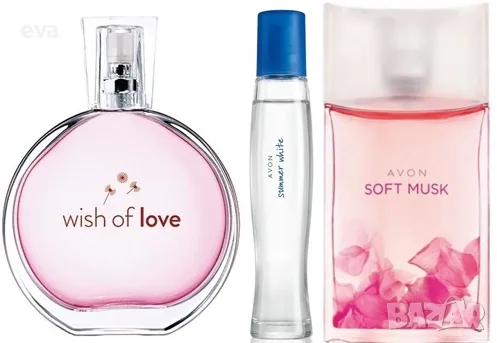 AVON комплект тоалетни води Summer White, Soft Musk, Wish of Love