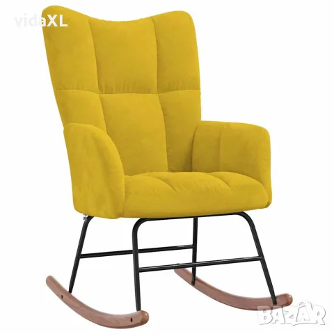 vidaXL Люлеещ се стол с табуретка, горчица, кадифе, снимка 8 - Столове - 56146922