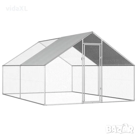 vidaXL Птичарник на открито, 2,75x4x1,92 м, поцинкована стомана