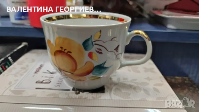 Сервиз чай/кафе рисуван СССР, снимка 6 - Сервизи - 56576023