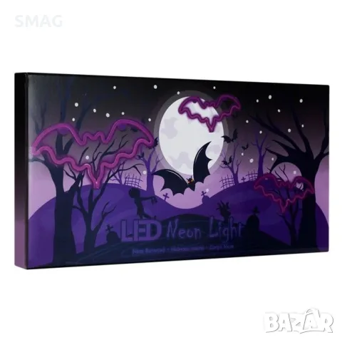 Led неонова лампа прилеп лилава с usb за halloween декорация_1236656