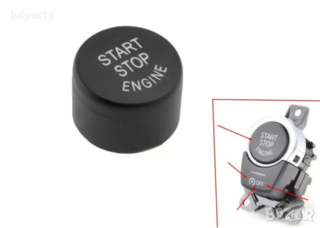 Капаче за Старт Стоп Бутон, BMW, F10 F11 F01 F12, Черен,