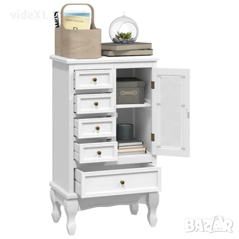 vidaXL Шкаф с 5 чекмеджета, 2 рафта, бял, снимка 8 - Скринове - 56146287