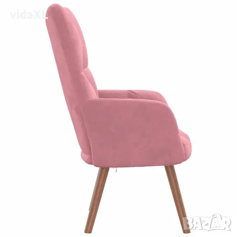 vidaXL Релакс стол, розов, кадифе, снимка 5 - Дивани и мека мебел - 56146847