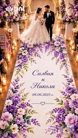 Персонализирана сватбена пътека с имена и дата