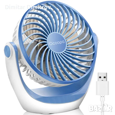 OCOOPA мини USB настолен вентилатор, тих под 45 dB, 3 скорости, върти се на 360°