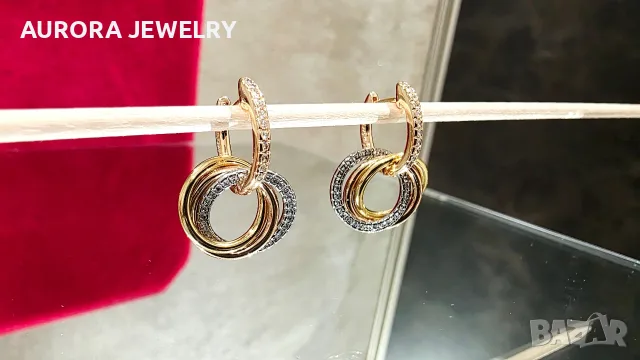 CARTIER Trinity Half Paved Diamonds Дамски Обеци