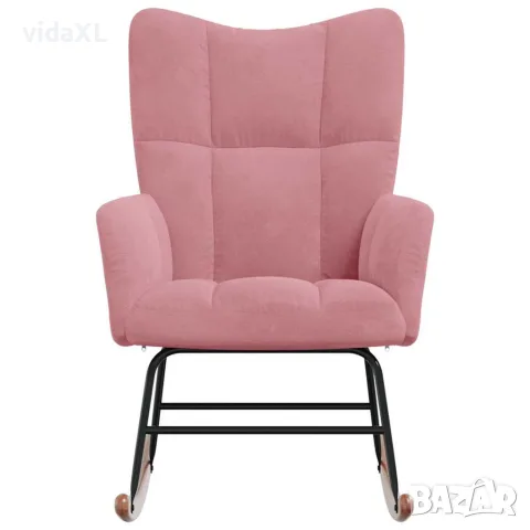 vidaXL Люлеещ стол, розов, кадифе, снимка 5 - Столове - 56146865