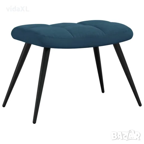 vidaXL Релаксиращ стол с табуретка, син, кадифе, снимка 6 - Столове - 56146913