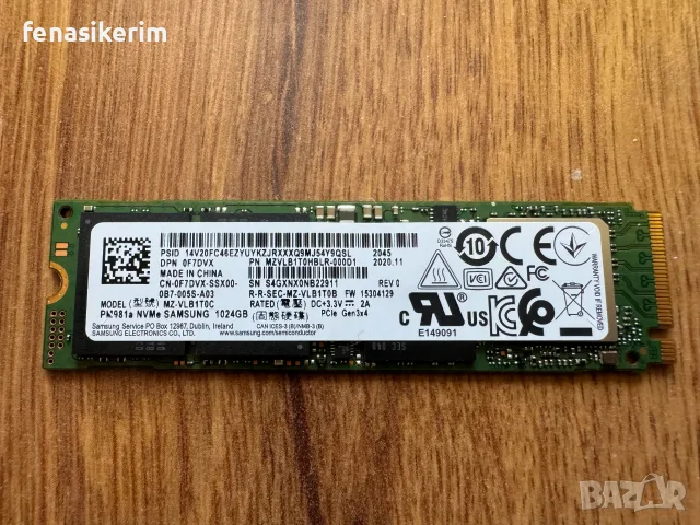 Samsung PM981a 1000GB 1TB SSD NVMe 2280 Gen 3 x4 PCIe