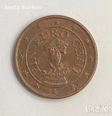 2002 АВСТРИЯ МОНЕТА ОТ 1 ЦЕНТ EIN EURO CENT