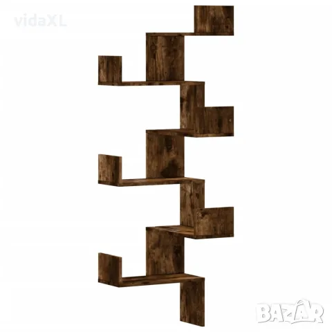 vidaXL Стенен ъглов рафт опушен дъб 45x45x147 см инженерно дърво