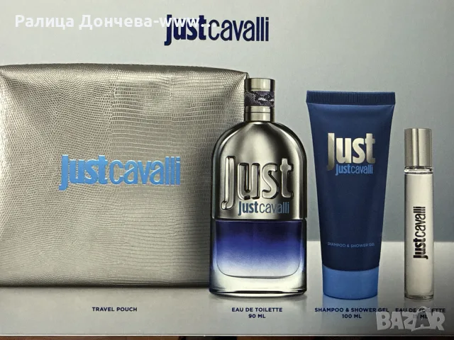 Roberto Cavalli Just Cavalli Him – мъжки подаръчен комплект EDT 90 мл. + 15 мл., душ гел и несесер