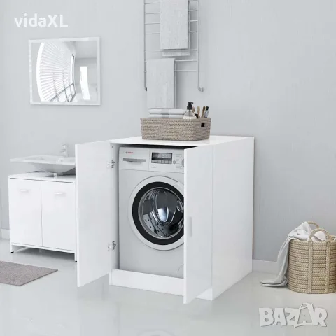 vidaXL Шкаф за пералня, бял, снимка 5 - Шкафове - 56146555