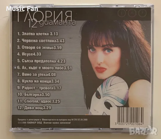 Глория - “12 диаманта” (2000), снимка 4 - CD дискове - 56683219