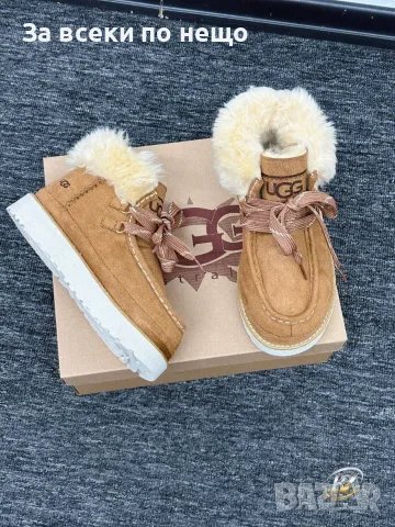 UGG Дамски Зимни Велурени Боти С Пухкава Подплата Връзки И Платформена Подметка Код SEM-1125