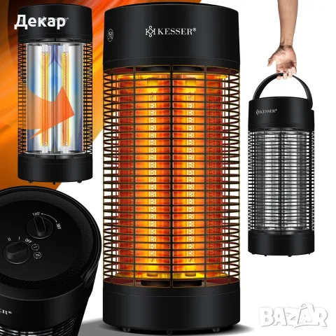 Инфрачервен нагревател KESSER® с 360°  въртене,височина 53 см, Черен