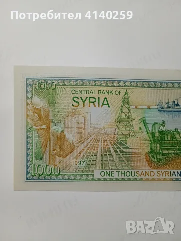 СИРИЯ БАНКНОТА 1000 ПАУНДА , снимка 4 - Нумизматика и бонистика - 56699931