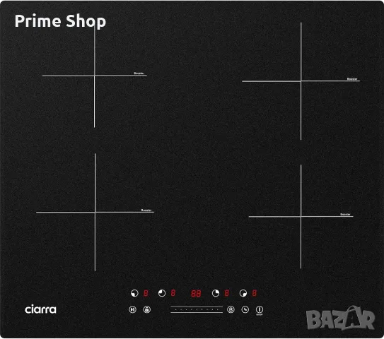Индукционен плот за вграждане CIARRA CBBIH4B, 60 см, 4 зони, 7200 W, PowerBoost, Сензорен контрол
