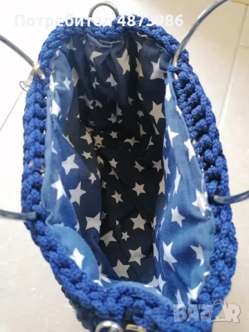 Hand made плетена синя чанта, снимка 3 - Чанти - 56651074