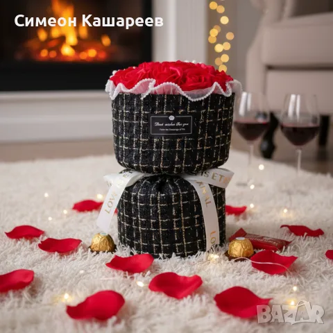 Луксозен букет от червени рози, снимка 2 - Романтични подаръци - 56708529