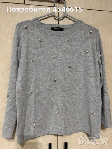 Блуза с перли Zara knit, снимка 2 - Блузи с дълъг ръкав и пуловери - 56726024