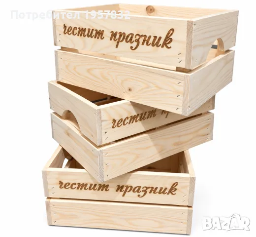 Дървена щайга за корпоративни коледни подаръци
