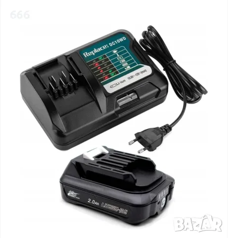 Акумулатор 12V 2.0Ah + зарядно устройство DC10WD за електрически инструменти Maki-ta