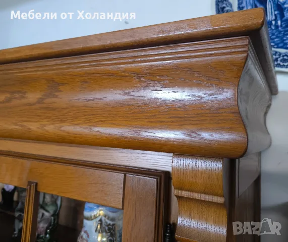Дъбов кухненски бюфет с витрина, снимка 8 - Секции и витрини - 56737379