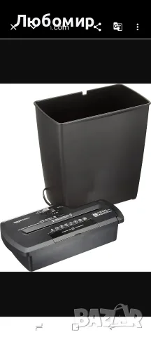 Шредер за документи Amazon Basics, нож за ленти, шредер за CD, 7-8 листа, черен