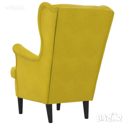 vidaXL Фотьойл, горчица, кадифе, снимка 5 - Дивани и мека мебел - 56146805