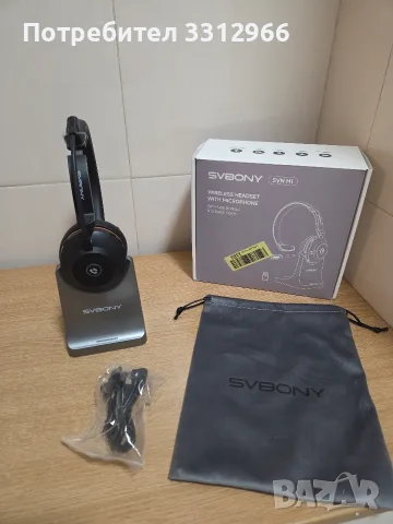 Безжични слушалки с микрофон SVBONY SVN H1, проектиран за работа и видеоконференции.