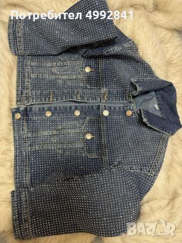 Дамско дънково яке с камъни, снимка 3 - Якета - 56700917