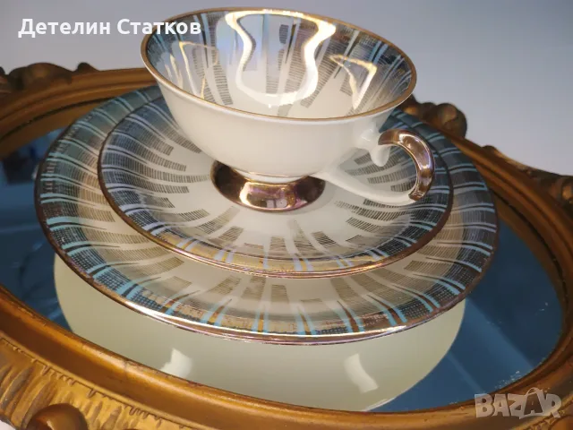 Баварски порцеланов сет/ чаша, подложна чинийка и десертна чиния/