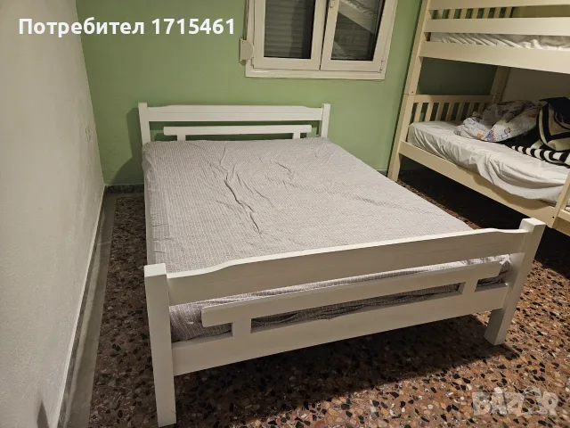 Бяла спалня от масив за матрак 140х190