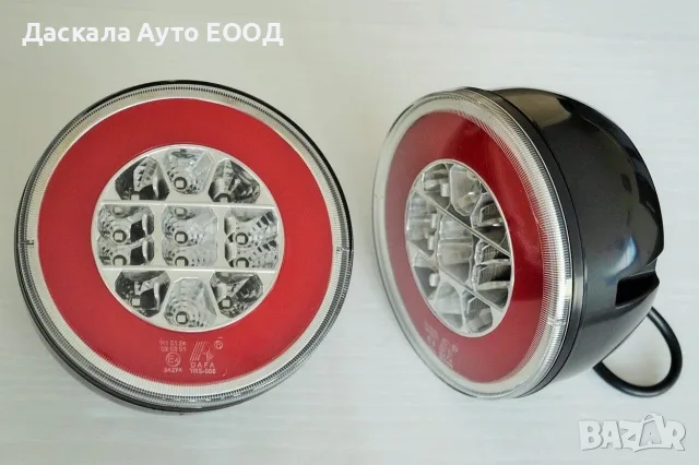 1бр. кръгъл ЛЕД LED стоп с 3 функции , 12-24V, неон светлина
