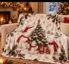 Ново Пухкаво Коледно Одеяло с Бели Мечета и Елха, снимка 5