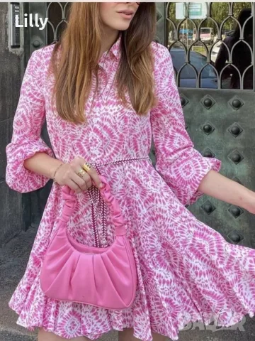 Розова рокля Zara, снимка 2 - Рокли - 56623454